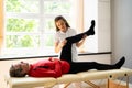 Physiotherapist Knee Treatment And Physical Therapy Royalty Free Stock Photo