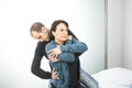 Physiotherapist massaging a woman lumbar. Physiotherapy and osteopathy