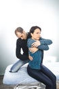 Physiotherapist massaging a woman lumbar. Physiotherapy and osteopathy