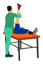 Physiotherapist and patient exercising in rehabilitation center illustration Doctor supports sportsman during physiotherapy