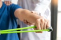 Physiotherapist working concept, Doctor and patient suffering or Chiropractor examining from shoulder pain in clinic medical Royalty Free Stock Photo