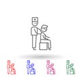 Physiotherapy, doctor, man multi color icon. Simple thin line, outline  of physiotherapy icons for ui and ux, website or Royalty Free Stock Photo