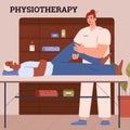 Physiotherapy for elderly people, poster template - flat vector illustration. Royalty Free Stock Photo