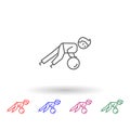 Physiotherapy, man, lying multi color icon. Simple thin line, outline  of physiotherapy icons for ui and ux, website or Royalty Free Stock Photo
