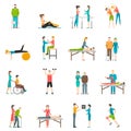 Physiotherapy Rehabilitation Color Icons Royalty Free Stock Photo