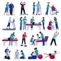 Physiotherapy Rehabilitation People Flat Icons Collection Royalty Free Stock Photo