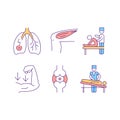 Physiotherapy RGB color icons set Royalty Free Stock Photo