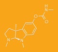 Physostigmine alkaloid molecule. Present in calabar bean and manchineel tree, acts as acetylcholinesterase inhibitor. Skeletal.