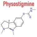 Physostigmine alkaloid molecule. Skeletal formula. Chemical structure