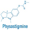 Physostigmine alkaloid molecule. Skeletal formula. Chemical structure