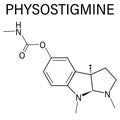 Physostigmine alkaloid molecule. Skeletal formula. Chemical structure