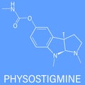 Physostigmine alkaloid molecule. Skeletal formula. Chemical structure