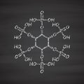 Phytic acid (hexakisphosphate, IP6, phytate) molecule. Present in seeds and grains of many plants, acting as storage form of