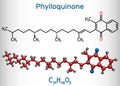 Phytomenadione, vitamin K1, phylloquinone molecule. It is essential fat soluble vitamin, is important in maintaining normal blood