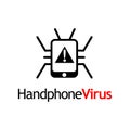 Smartphone virus logo template. flat design. Black virus Monogram Royalty Free Stock Photo