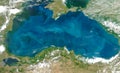 Top view of Phytoplankton Bloom in Black Sea, Aerial view of Black Sea, Turkey. Elements of this image furnished by NASA