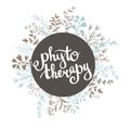 Phytotherapy background. Stylish lettering in the frame .Natural vector label.