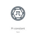 Pi constant symbol icon. Thin linear pi constant symbol outline icon isolated on white background from signs collection. Line