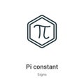 Pi constant symbol outline vector icon. Thin line black pi constant symbol icon, flat vector simple element illustration from