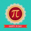 Pi Day vector background. Baked cherry pie with Pi Symbol and ribbon. Mathematical constant, irrational number Royalty Free Stock Photo