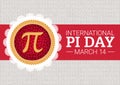 Pi Day vector background. Baked cherry pie with Pi Symbol and ribbon. Mathematical constant, irrational number Royalty Free Stock Photo