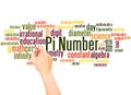 Pi number word cloud and hand writing concept