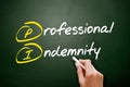 PI - Professional Indemnity insurance coverage acronym, business concept on blackboard