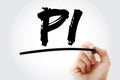 PI - Professional Indemnity insurance coverage acronym, business concept with marker