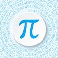 Pi sign with a shadow on a blue background. Mathematical constant, irrational complex number, greek letter. Royalty Free Stock Photo