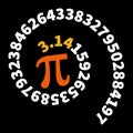 Pi Spiral with 3,14 digits vector Mathematics illustration - Math background Royalty Free Stock Photo
