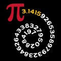 PI Spiral vector Irrational Number and Mathematics distressed illustration - 3,14 math dark banner Royalty Free Stock Photo