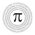 The Pi symbol mathematical constant irrational number on circle, greek letter