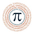 The Pi symbol mathematical constant irrational number on circle, greek letter