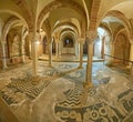 Romanesque Crypt of San Savino Church, on April 6 in Piacenza, Italy