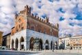 Piacenza, Italy. Piazza Cavalli, Square horses, and palazzo Gotico, Gothic palace, in the city center Royalty Free Stock Photo