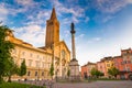Piacenza, medieval town, Italy. Piazza Duomo in the city center with the cathedral of Santa Maria Assunta and Santa Giustina Royalty Free Stock Photo
