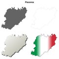 Piacenza blank detailed outline map set