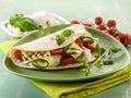 Piadina with mozzarella and zucchinis Royalty Free Stock Photo