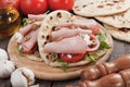 Piadina romagnola, italian flatbread sandwich Royalty Free Stock Photo