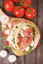 Piadina romagnola, italian flatbread sandwich Royalty Free Stock Photo