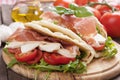 Piadina romagnola, italian flatbread sandwich Royalty Free Stock Photo