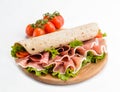 Piadina Romagnola stuffed with raw ham