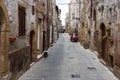 Piaggio Ape at the empty street Royalty Free Stock Photo