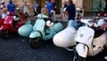 Piaggio VESPA meeting with sidecar in Piazza della Repubblica