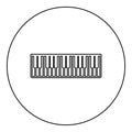 Pianino music keys ivory synthesizer icon in circle round black color vector illustration image outline contour line thin style