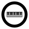 Pianino music keys ivory synthesizer icon in circle round black color vector illustration image solid outline style