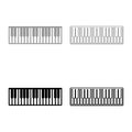 Pianino music keys ivory synthesizer set icon grey black color vector illustration image flat style solid fill outline contour
