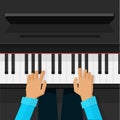 Pianist artist hands playing on piano keys vector Royalty Free Stock Photo