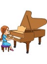 Pianist Cartoon Colored Clipart Illustration