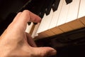 Pianist hand playing two notes. Royalty Free Stock Photo